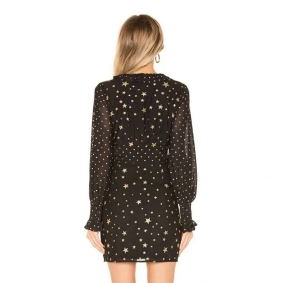Lovers + Friends Joy Black Stretch Glitter Gold Star Dot Dress NEW WITH TAG - Picture 3 of 9